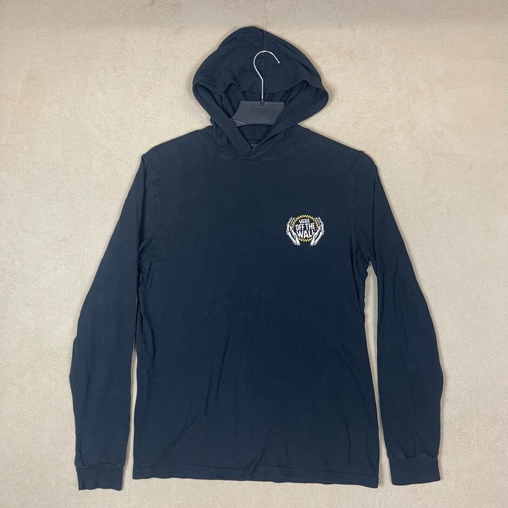 Vans Off The Wall Mens S Long Sleeve Hoodie T Shirt Lightweight Regular Fit